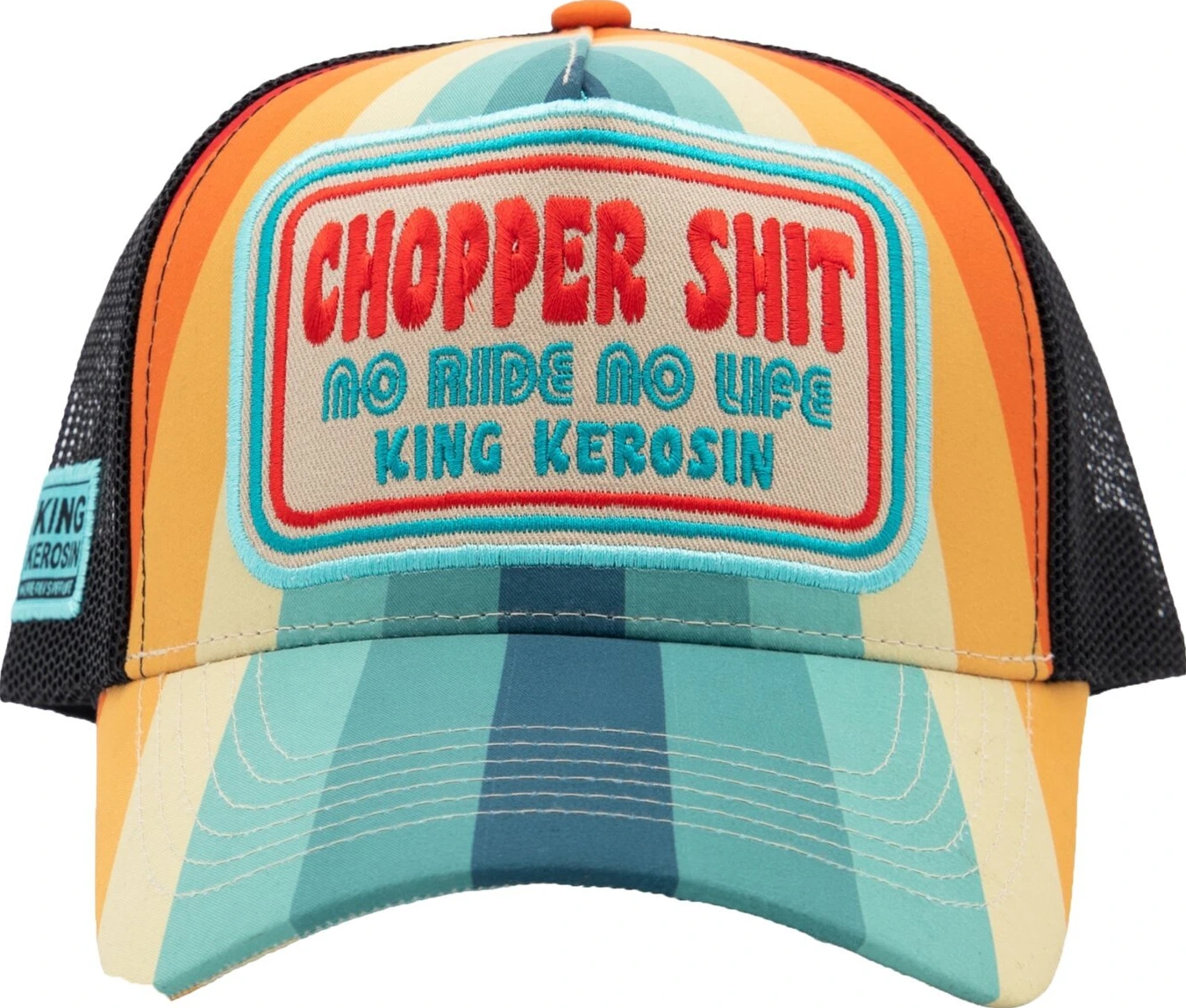 King Kerosin Chopper Shit trucker cap, Blue, orange
