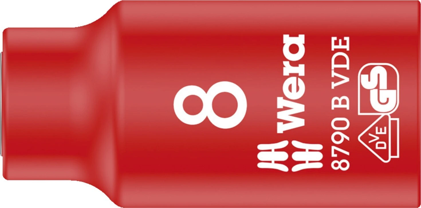 Wera Zyklop drive sockets 3/8" VDE 8790B, Red, 8 mm