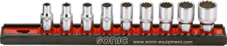 Sonic, socket rail set 1/4", 9-piece. US/SAE