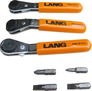 Lang Tools, mini reketinis veržliaraktis su antgaliais. Tiesus
