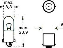 Lemputė 12v 3w Ba 9s