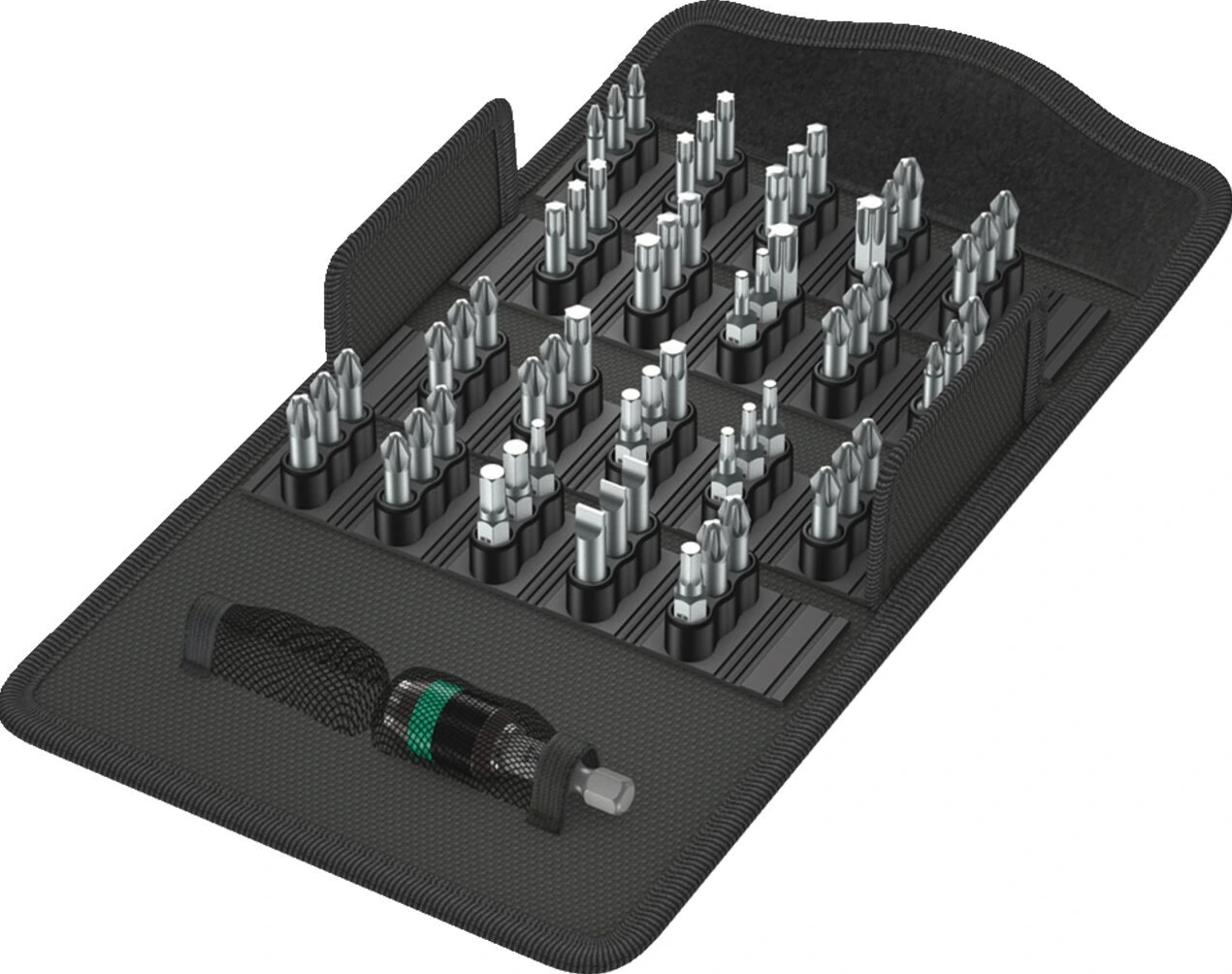 Wera bit assortment 60 pcs. and Rapidiaptor bit holder, Black