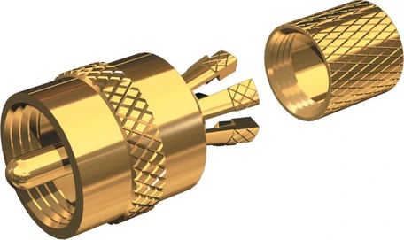 Centerpin solderless PL259 connector for RG8X or RG58/AU cable