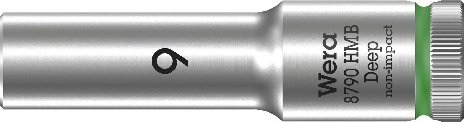 Wera, deep socket size 9mm, Brushed