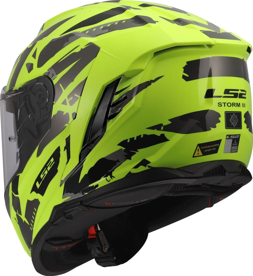 LS2 FF818 STORM III KAOS Helmet - L, Hi-Vis Yellow
