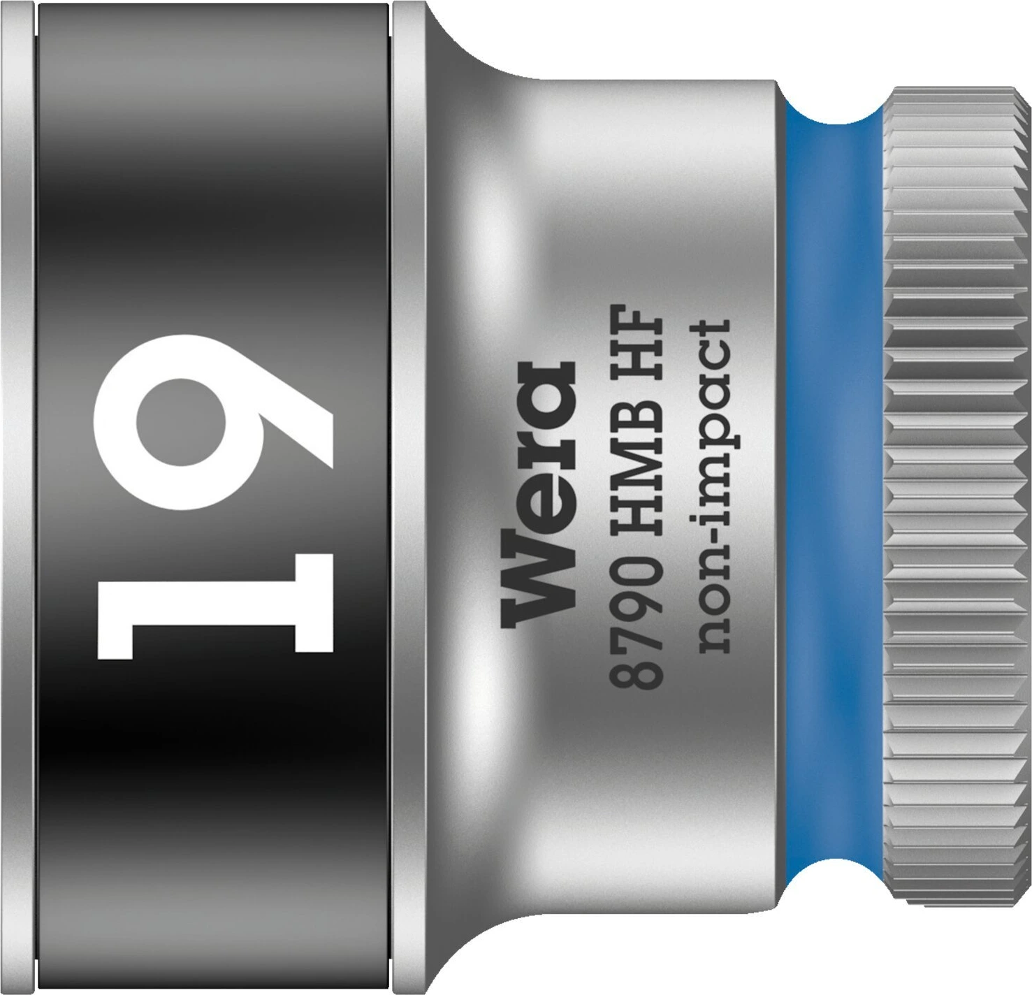 Wera Zyklop 3/8" socket with holding function - Metric 19.0, 19 mm, Chrome