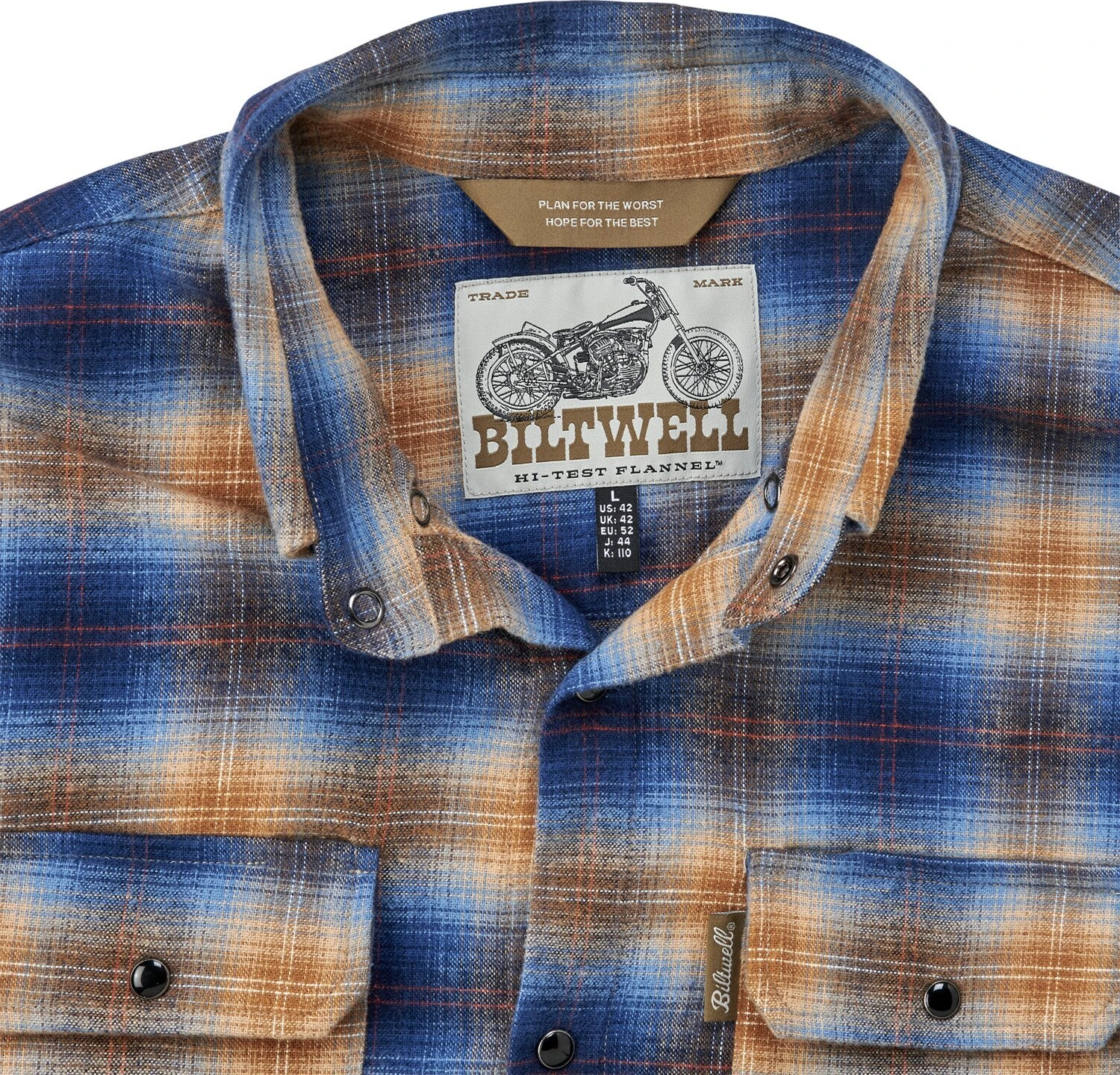 Biltwell HI Test Flannel shirt, baja Blue, 3XL