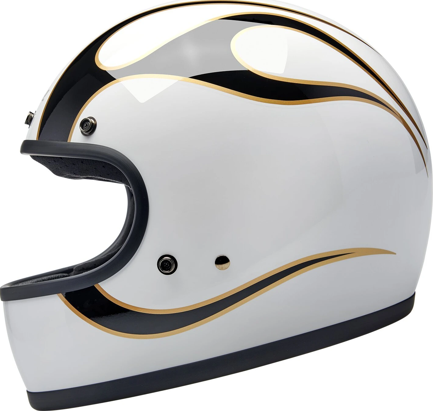 Biltwell Gringo helmet, White, black, flames White, XS, gloss