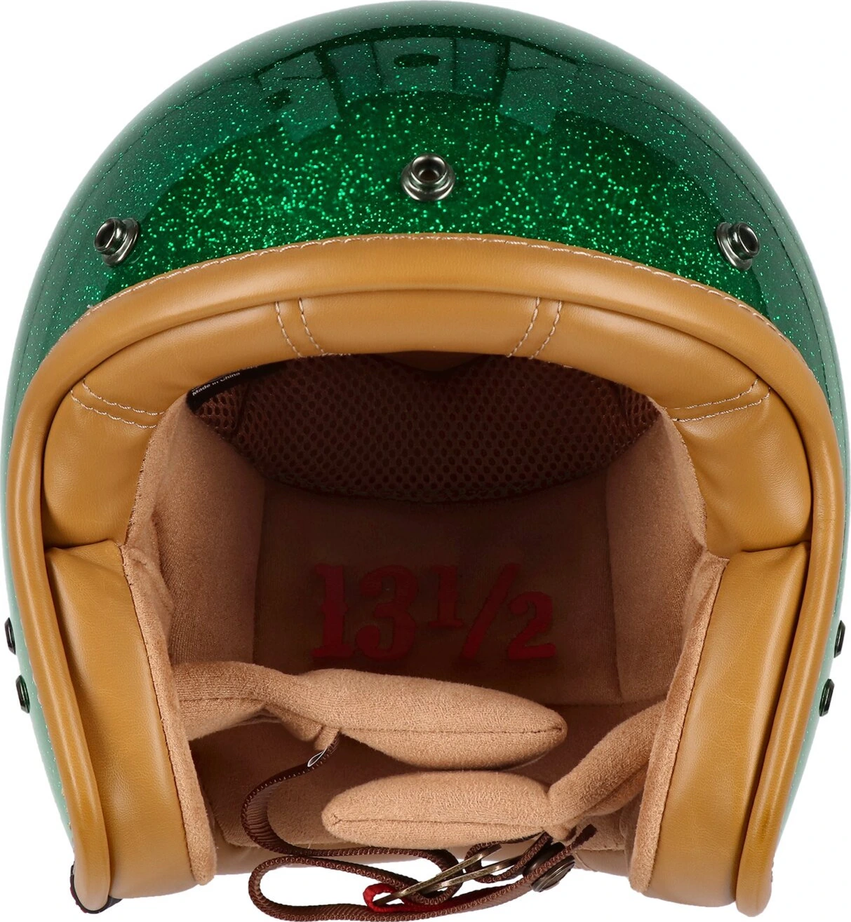 13 1/2 Skull bucket helmet Lucky clover, Green, M, Metal Flake