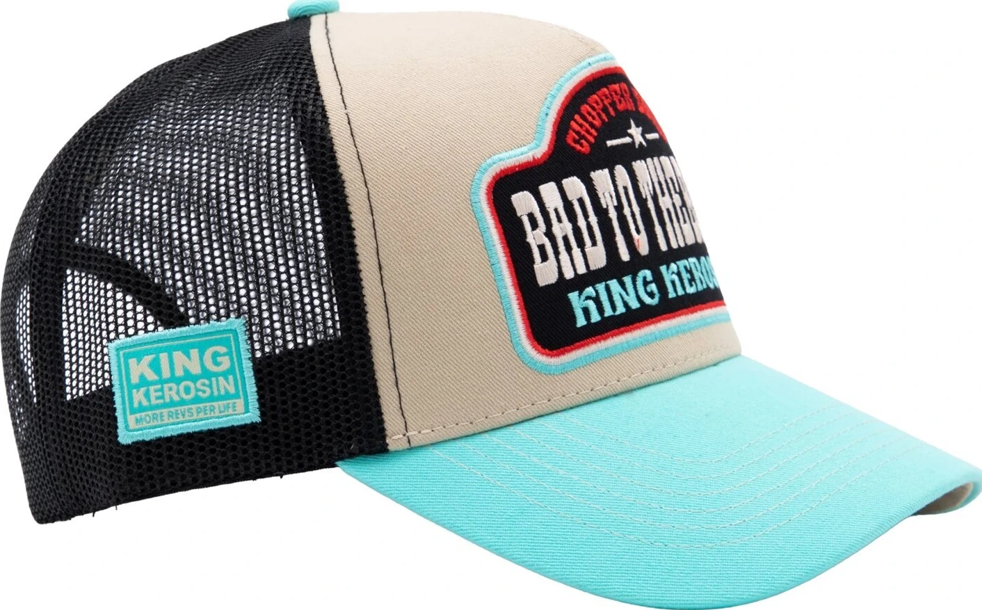 King Kerosin Bad To The Bone trucker cap turquoise/ecru, Beige