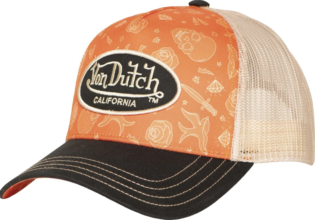 Von Dutch Trucker cap subl, tattoo Orange