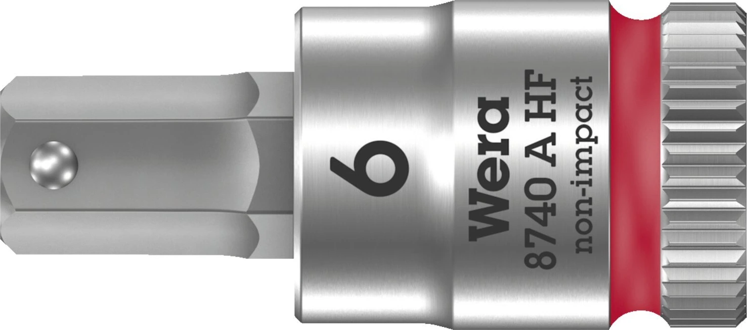 Wera Zyklop 1/4" Hex socket bit w/ holding function - Metric, 6 mm, Brushed