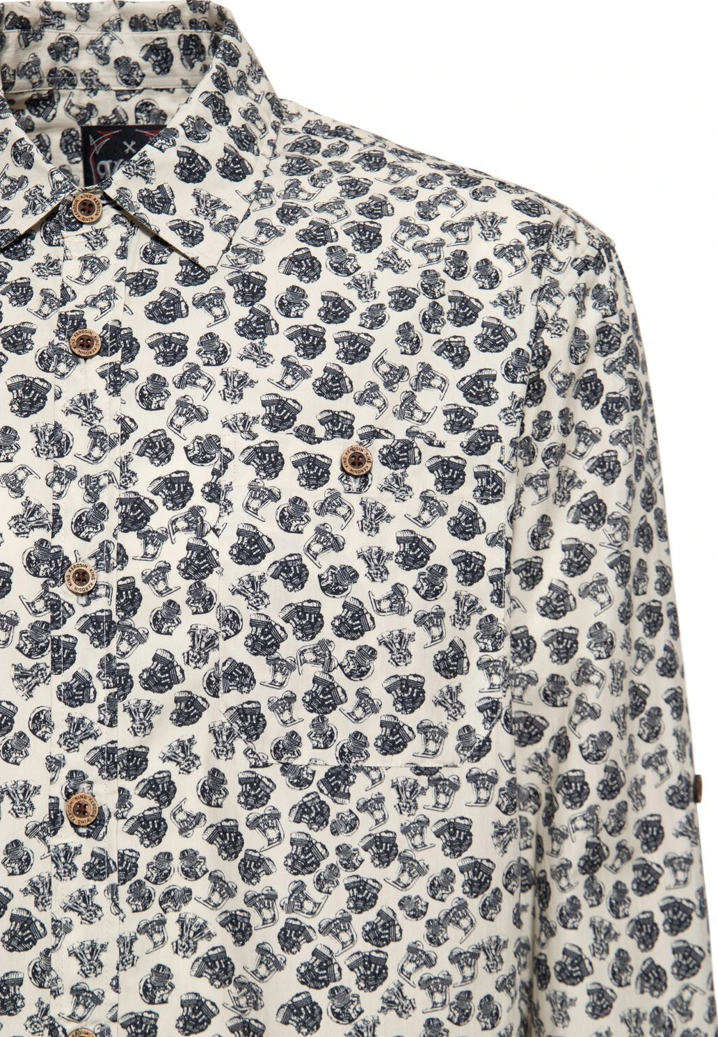 King Kerosin AOP shirt, off White, White, M