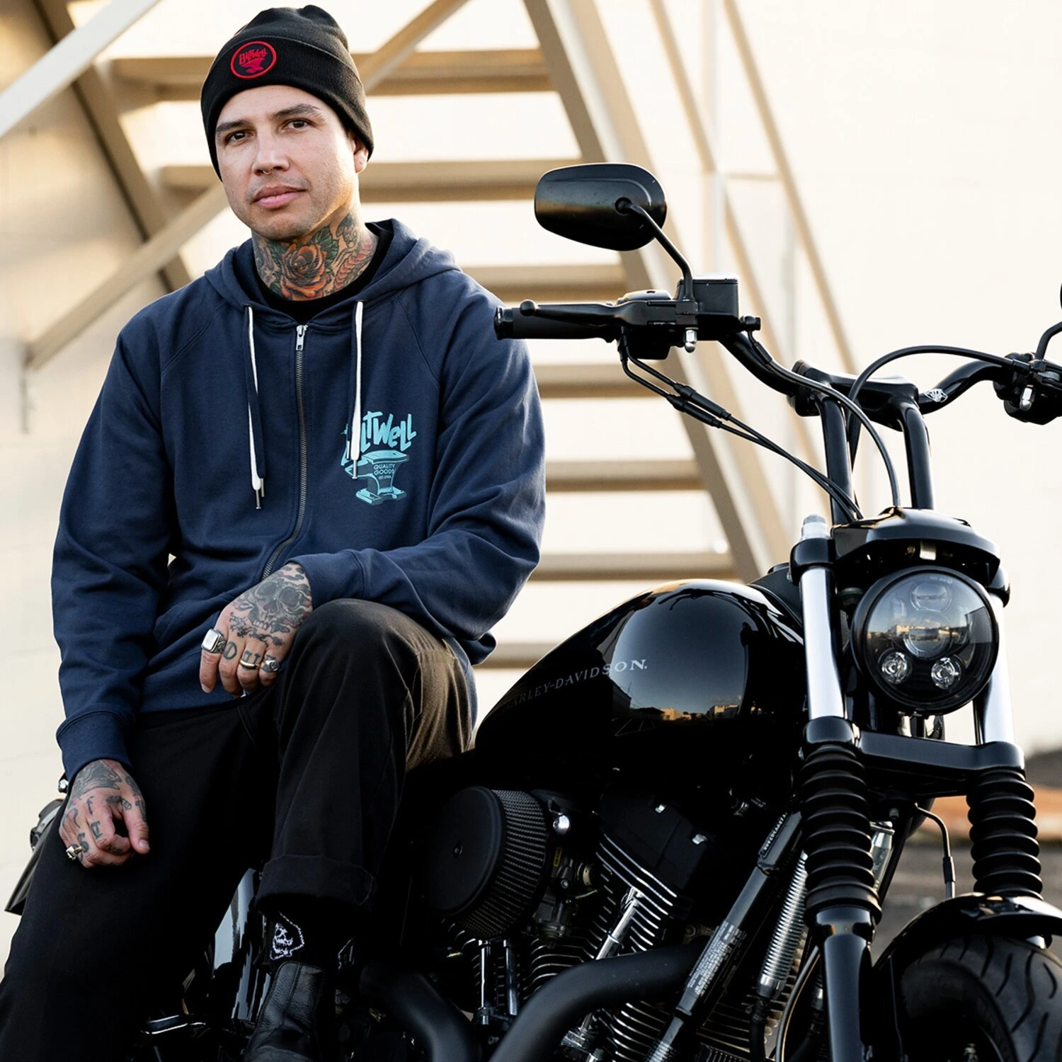 Biltwell Anvil zip hoodie, Blue, S