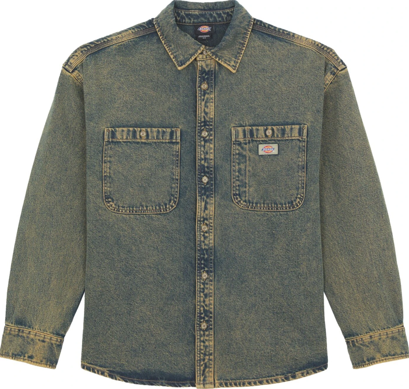 Dickies Houston shirt yellow fade ind, Green, L