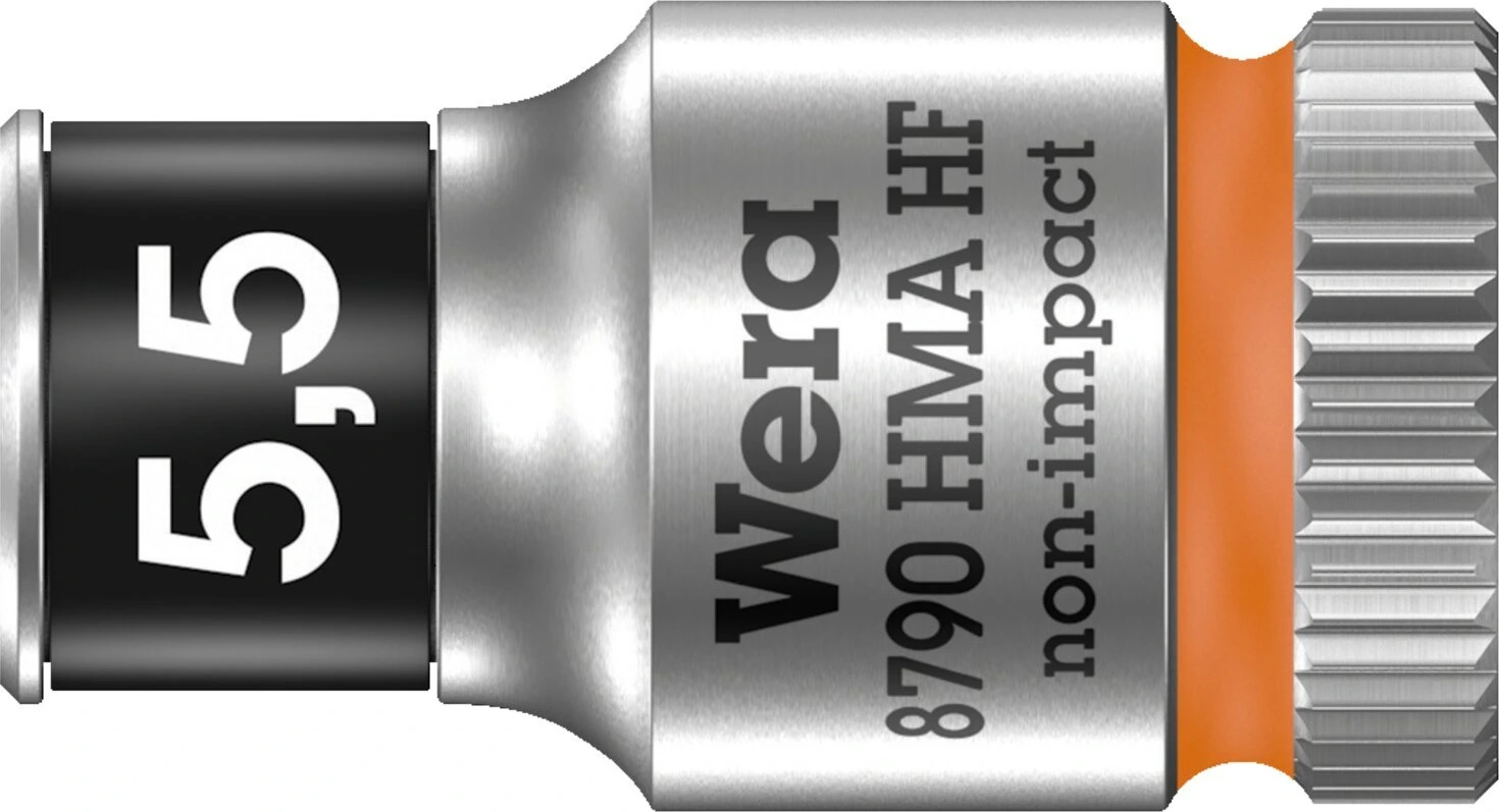 Wera Zyklop 1/4" socket with holding function - Metric 5.5, 5.5 mm, Chrome