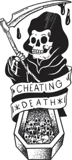 Down-n-Out Cheating Death reaper sticker