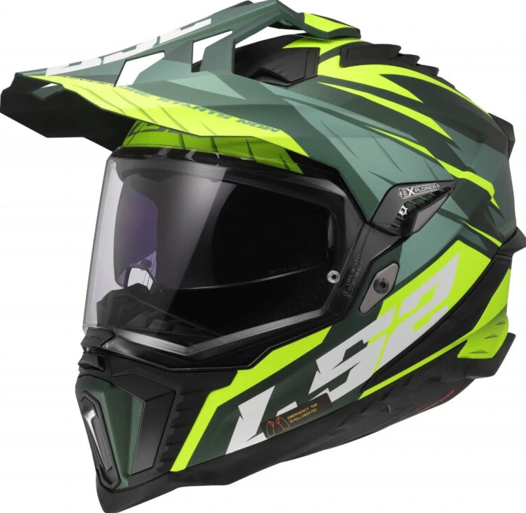 LS2 MX701 EXPLORER SPIRE Helmet - Matt Green H-Vis Yellow, S