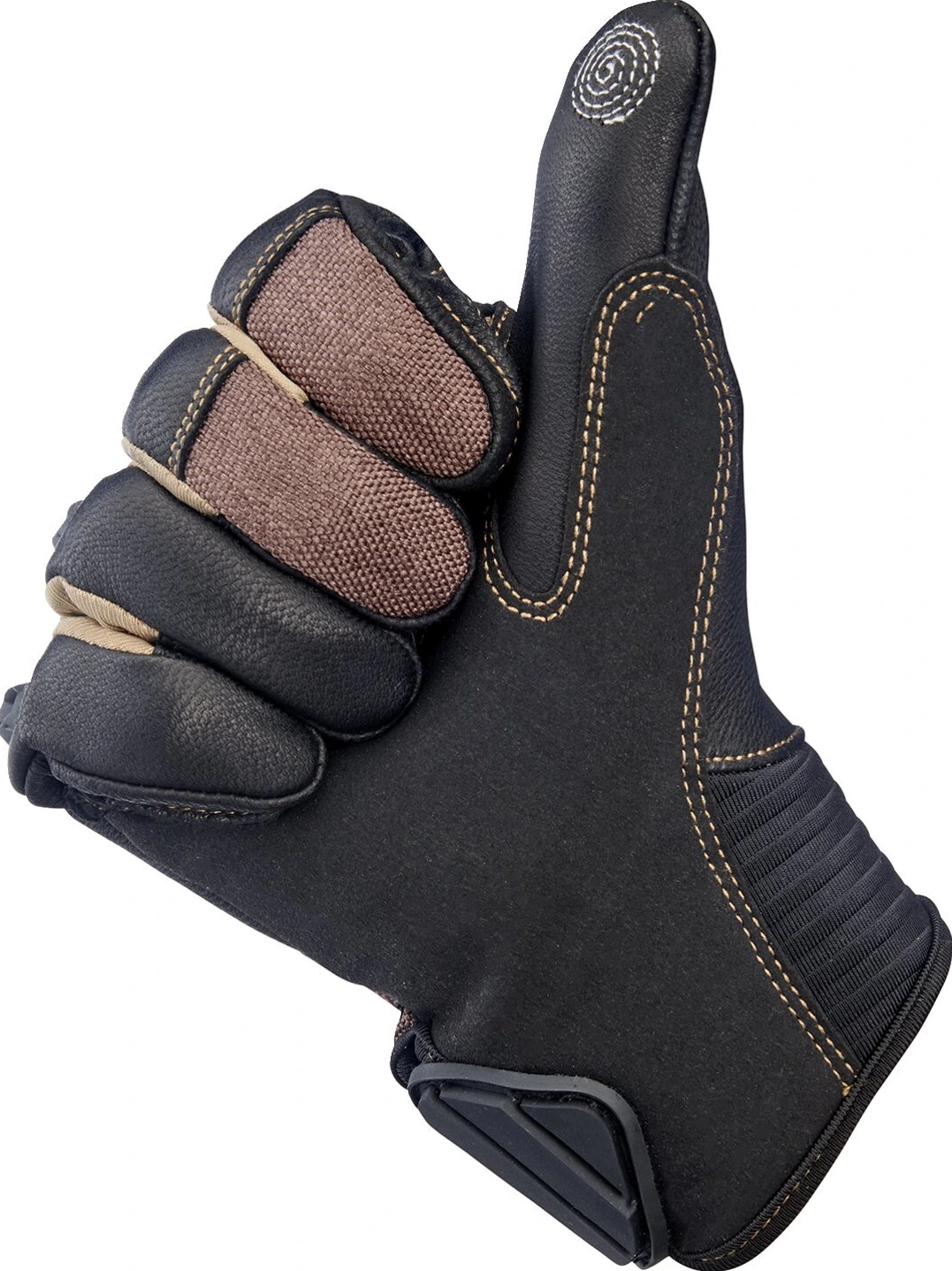 Biltwell Bridgeport gloves, chocolate Black, Black, XS
