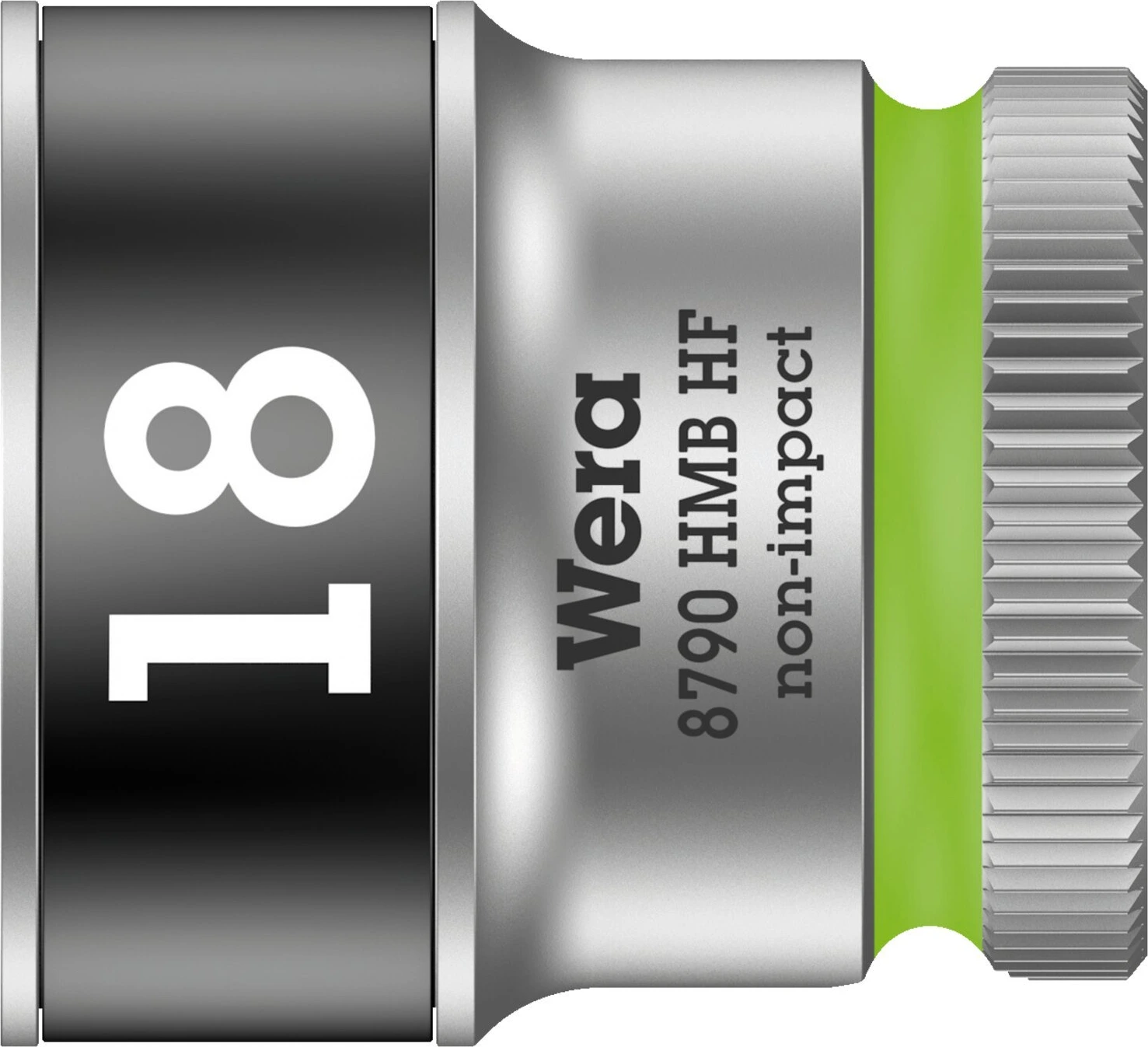 Wera Zyklop 3/8" socket with holding function - Metric 18.0, 18 mm, Chrome