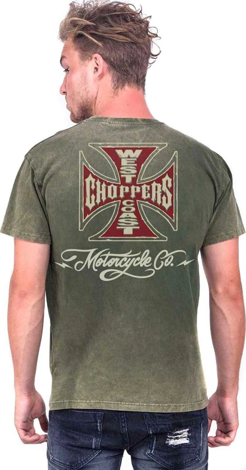 WCC Motorcycle Co. Vintage t-shirt, green wash, S
