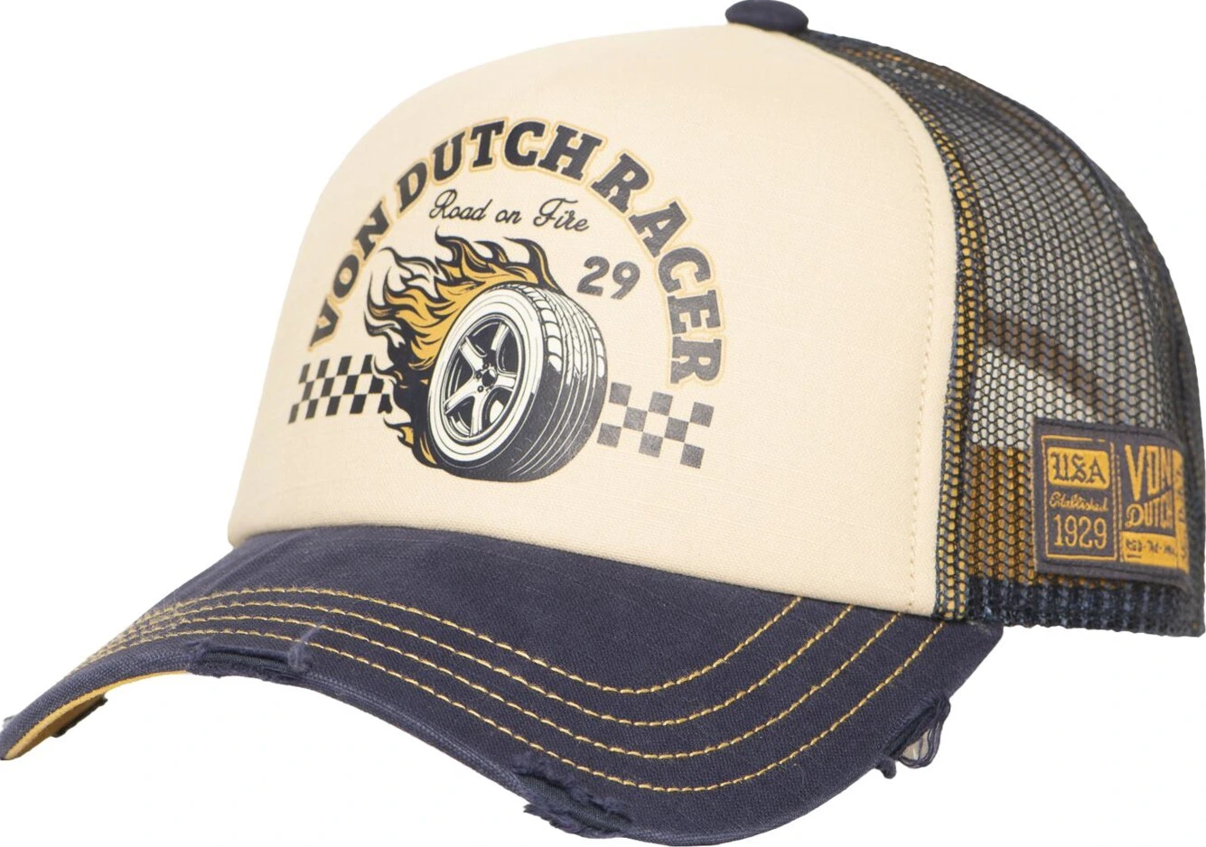 Von Dutch Trucker crew cap hard race, Beige