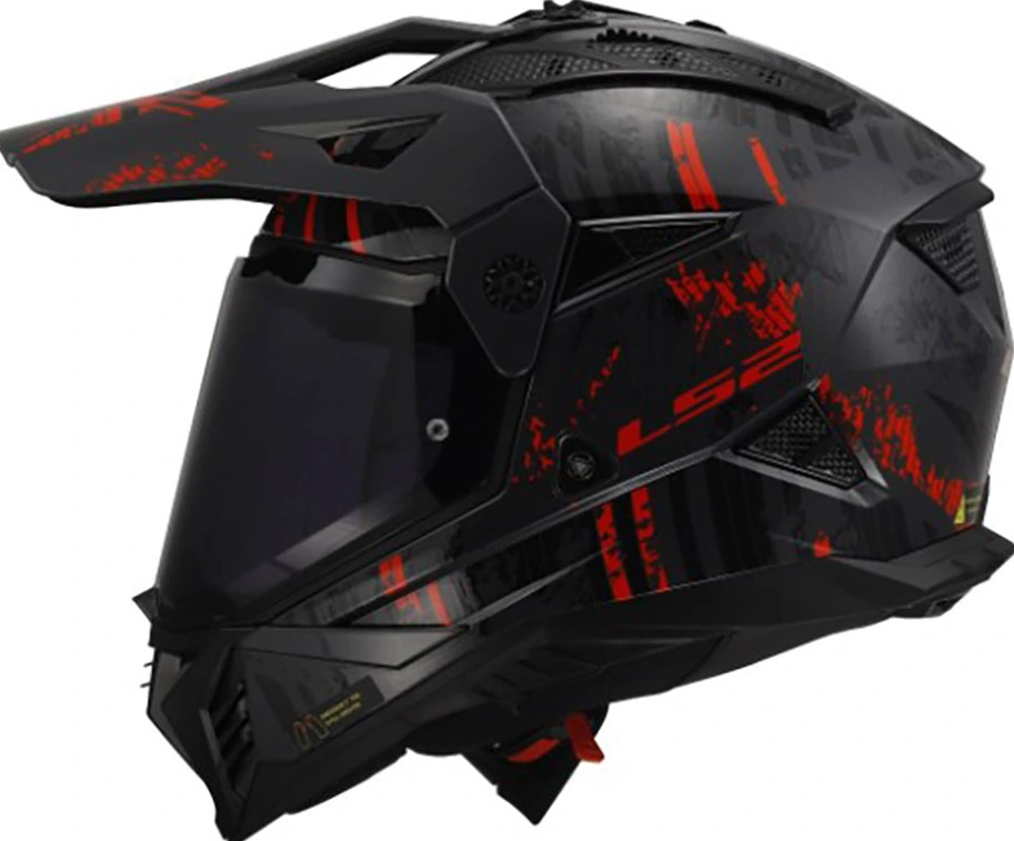 LS2 MX702 PIONEER II CRAZY helmet - XS, Matt Black Red