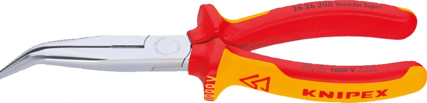 Knipex snipe nose pliers with side cutter 200mm VDE, Red, Chrome