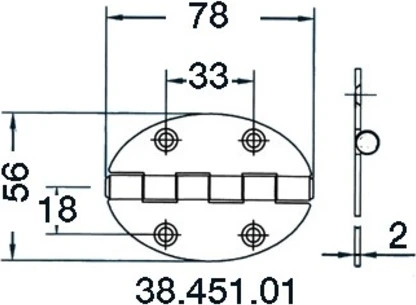 hinge 78x56mm 2mm screws