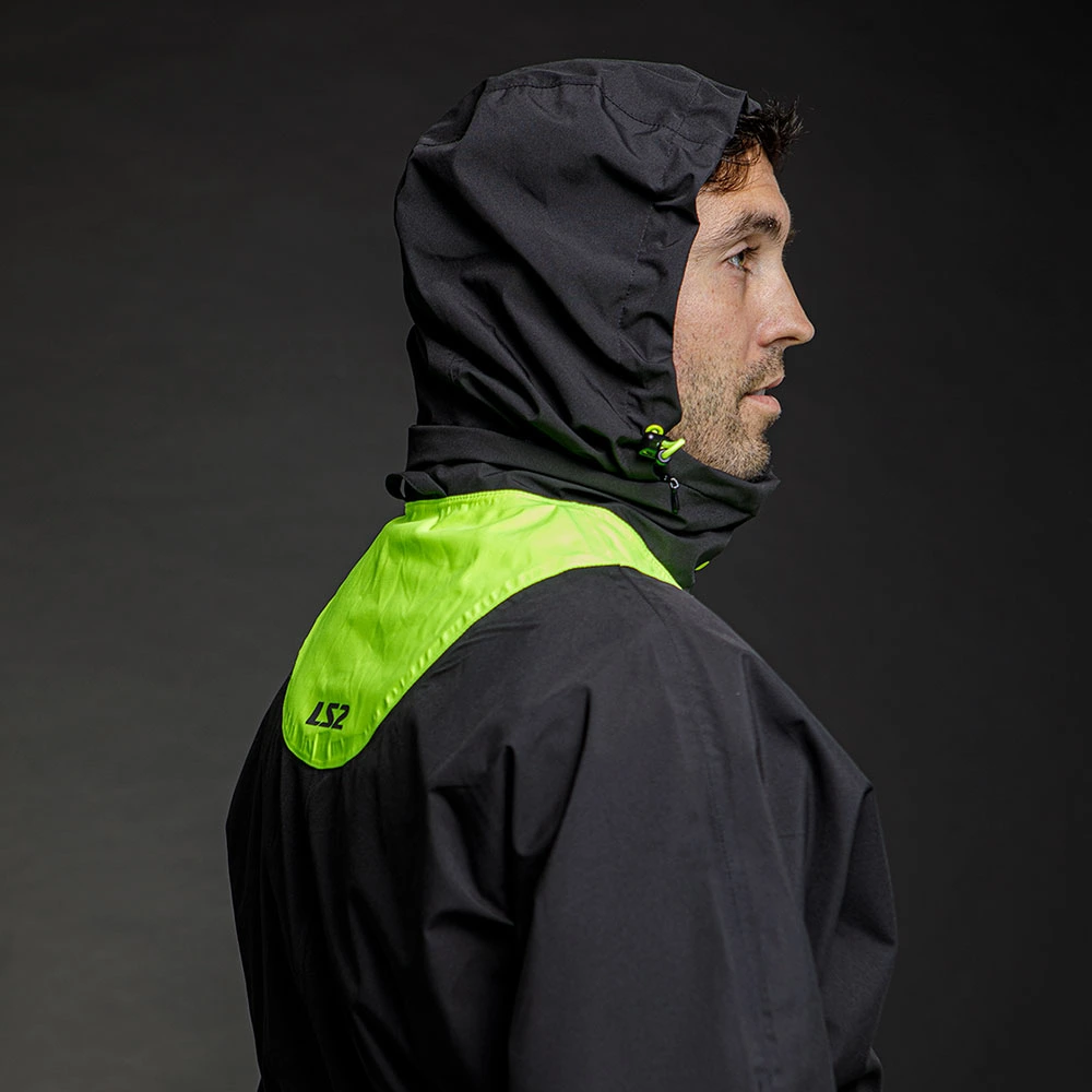 LS2 X-Rain Jacket Unisex - Black H-V Yellow, M-L