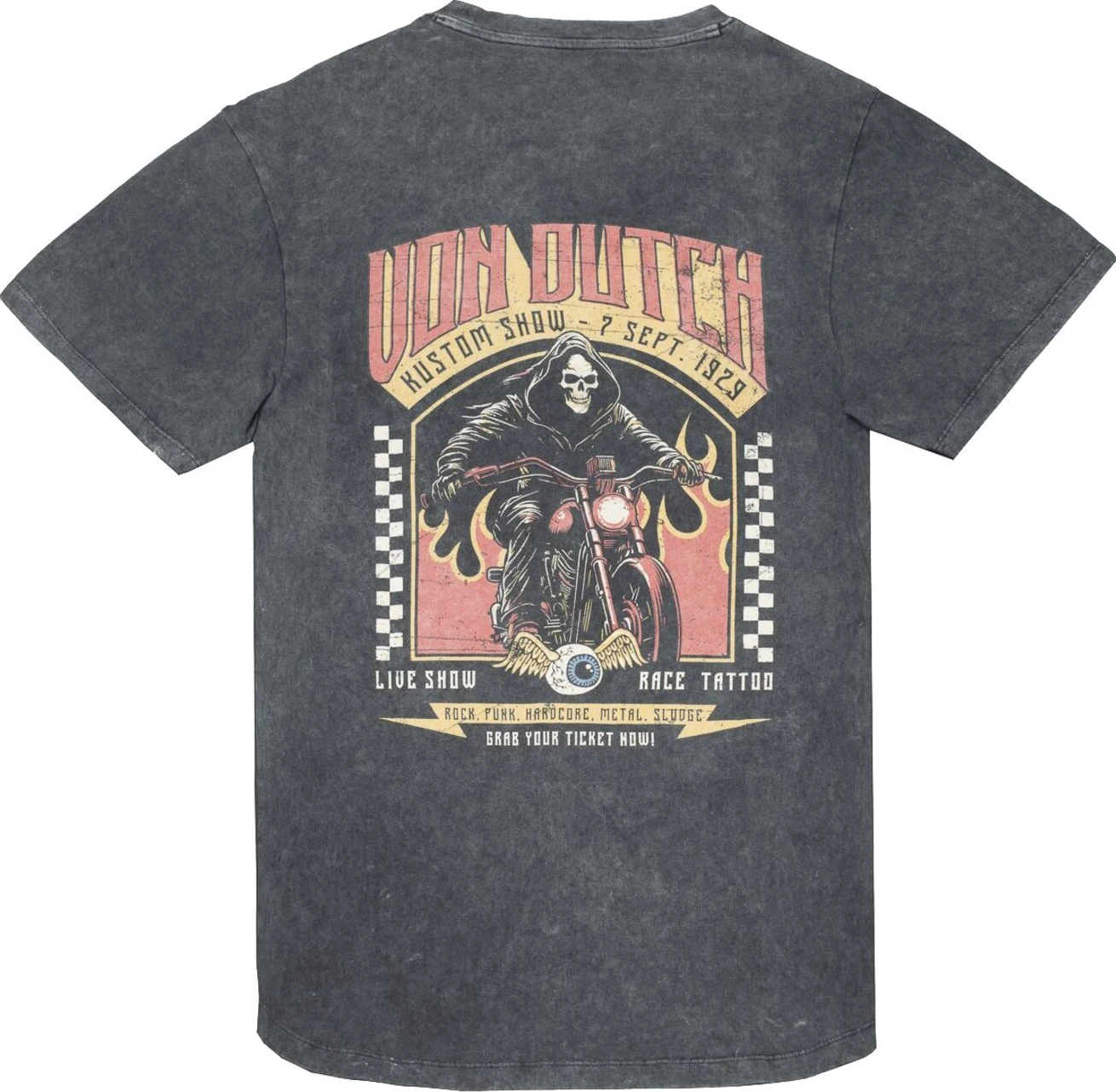 Von Dutch Reaper t-shirt, washed Black, Black, 2XL