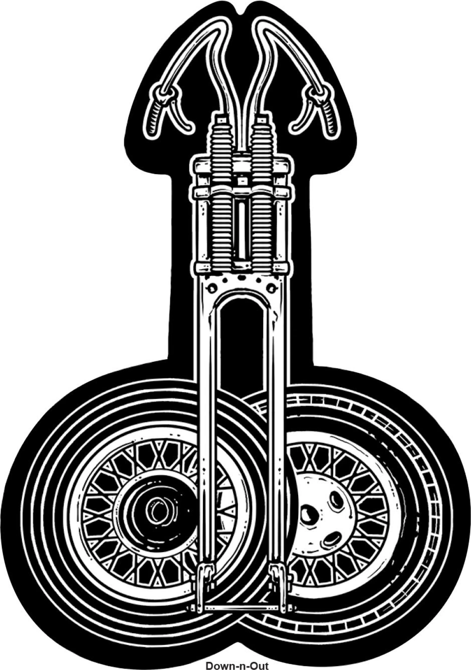 Down-n-Out Weels in Handlebars sticker