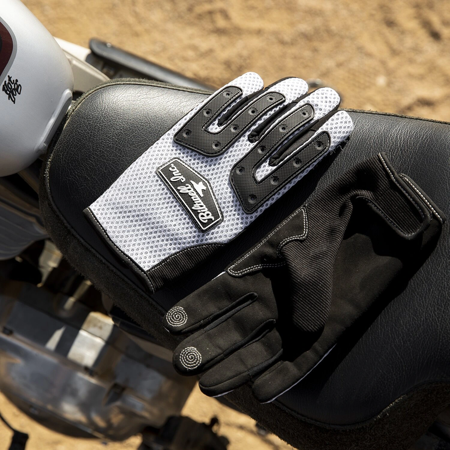 Biltwell Anza gloves, white, Black, XS