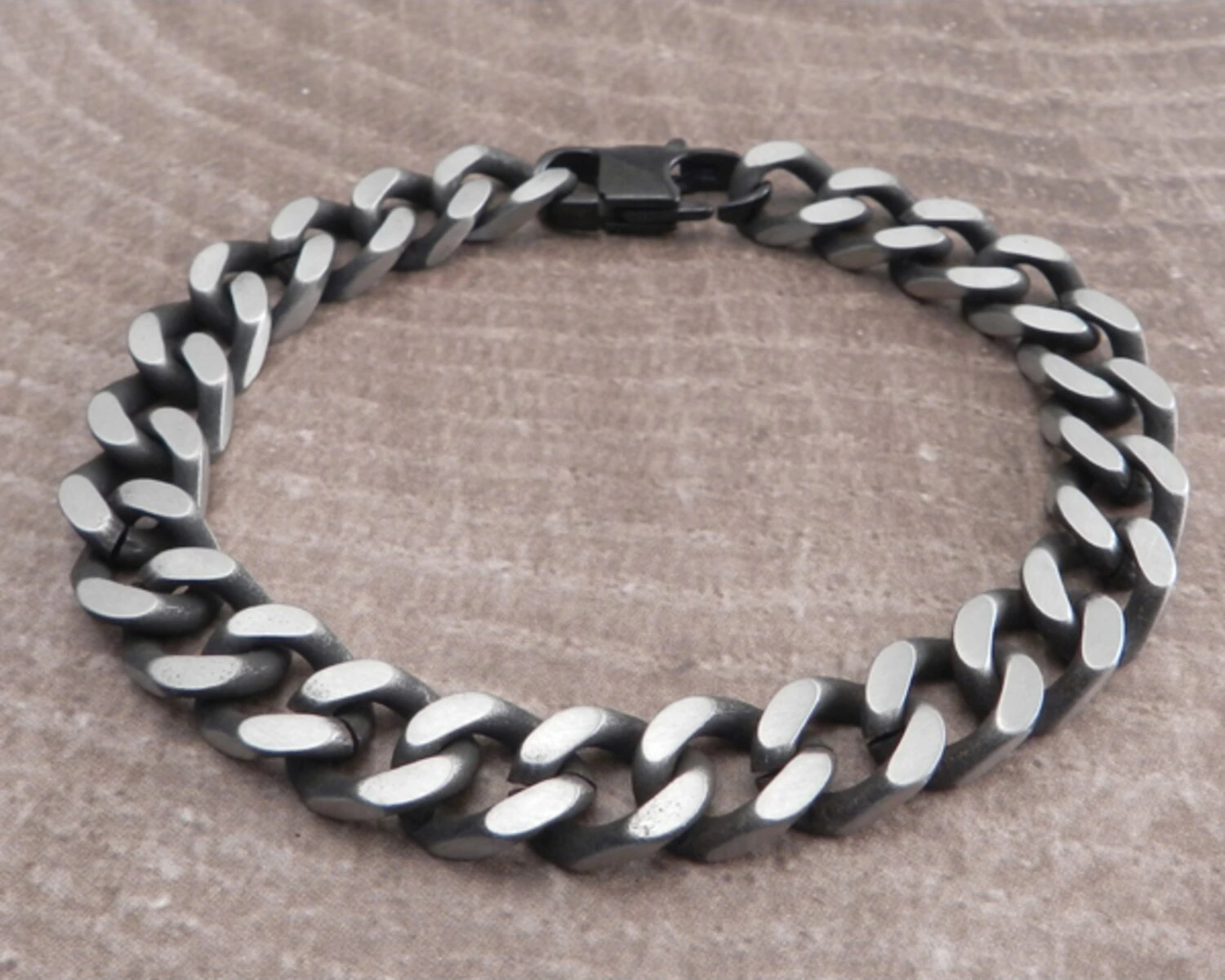 Amigaz Cuban flat file Stainless Steel bracelet, Silver