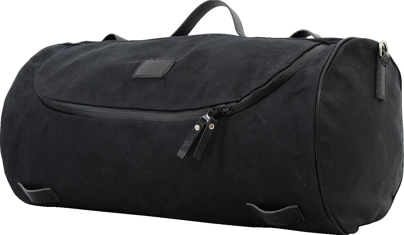 LongRide, roll bag waxed cotton wide. Black wax