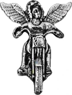 Large guardian angel motorcycle pin