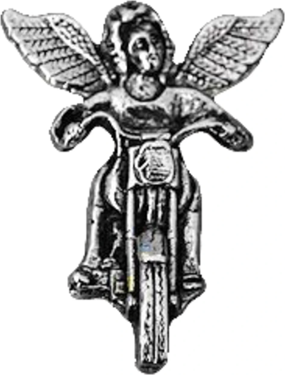 Large guardian angel motorcycle pin
