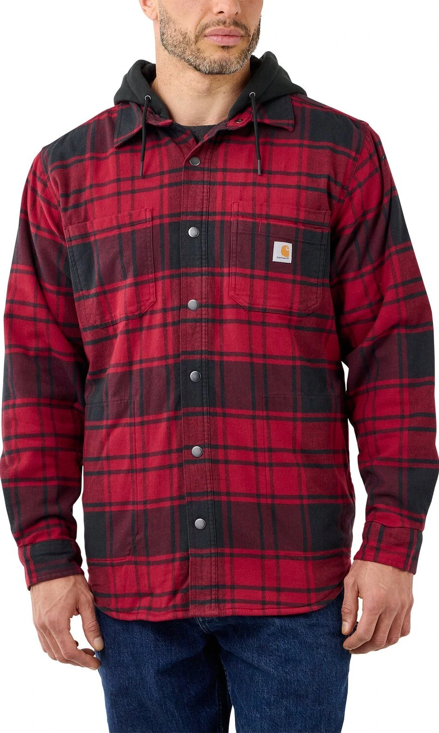 Carhartt Flannel hooded shirt oxblood, Red, L