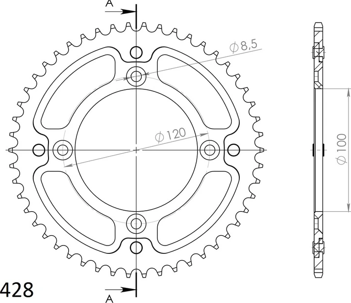 Supersprox Stealth Rear sprocket SU RM80/85 YA YZ80/85 Gold 52