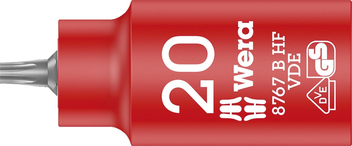 Wera HF Torx bit socket, insulated, size TX20, Red, 55 mm