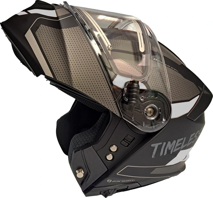 Timeless Flake Techride Modular Snowmobile helmet mattblack/white, S