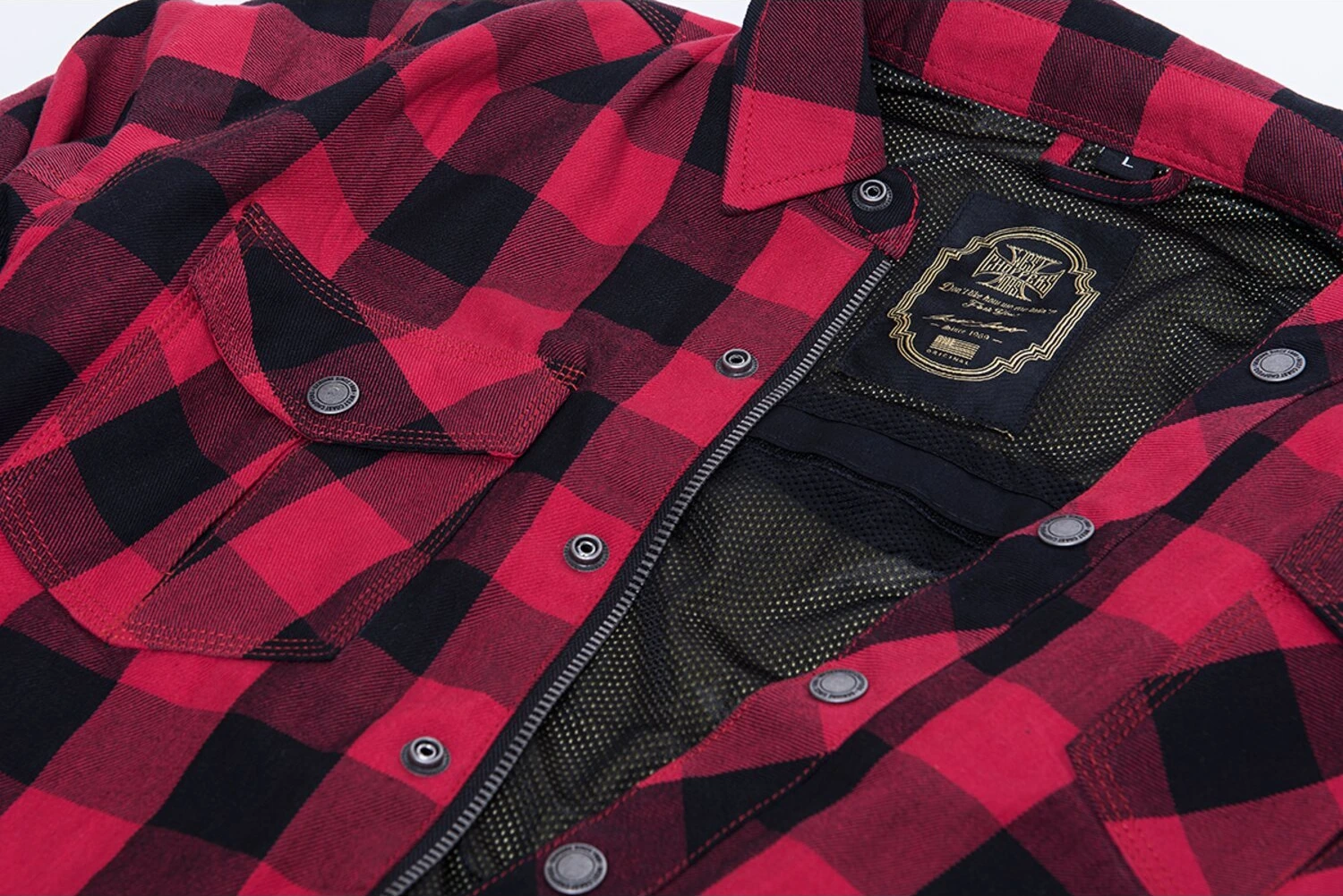 WCC Dominator riding flannel shirt red/black CE appr, storm grey black tracker Red, S