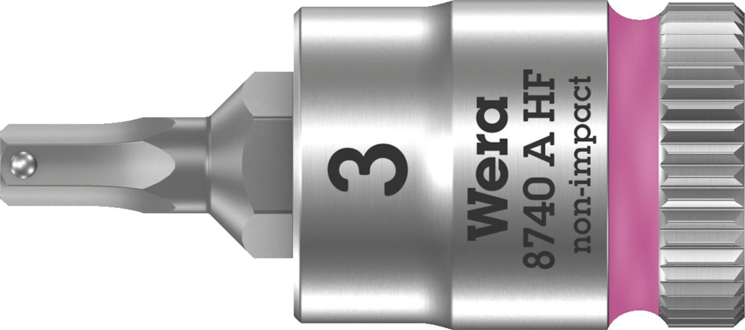 Wera Zyklop 1/4" Hex socket bit w/ holding function - Metric, 3 mm, Brushed