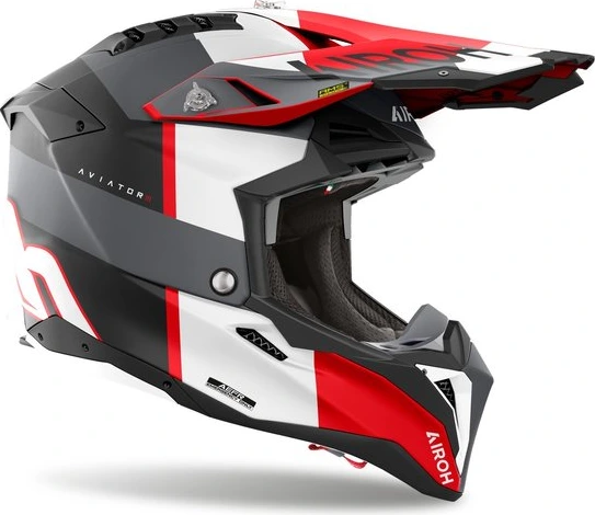 Airoh Helmet Aviator 3 Monarch Grey/Red Matt, XS