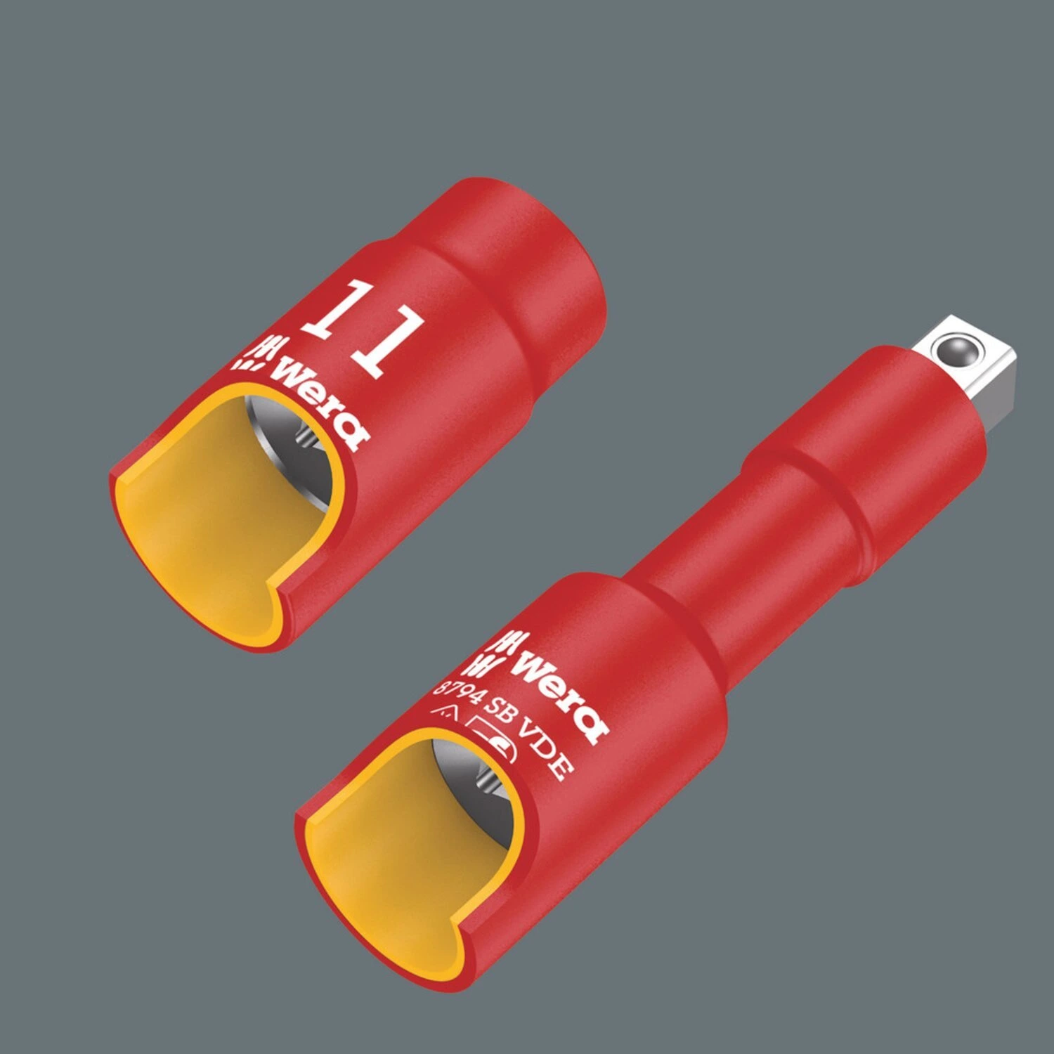 Wera Zyklop VDE extention bar long 3/8" drive. 166mm long, Red