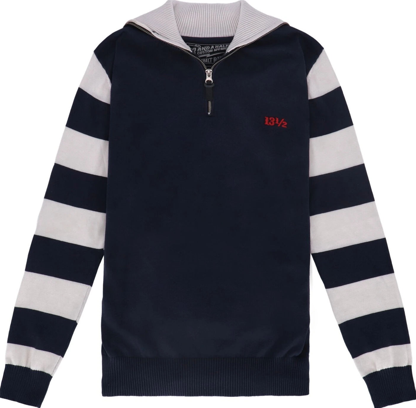 13 1/2 Outlaw half-zip sweater, Navy, offwhite Navy, 2XL