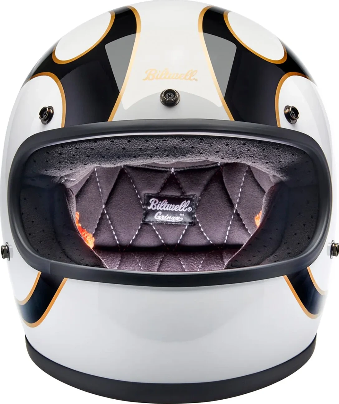HELMET GRINGO GLOSS WHITE/BLACK W/ FLAMES FLAM SM