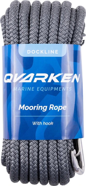 Qvarken Mooring Rope Dockline with hook 14mm 6m grey