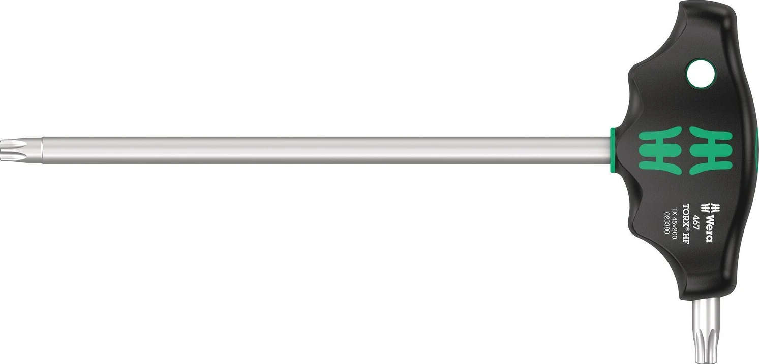 Wera HF T-handle TX45 Torx® driver series 467, Black, 200 mm, Chrome