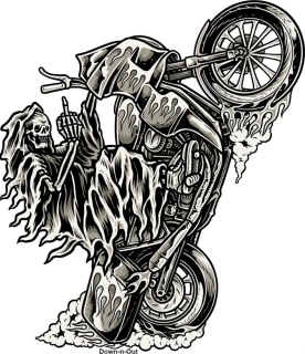 Down-n-Out Wheely Reaper sticker